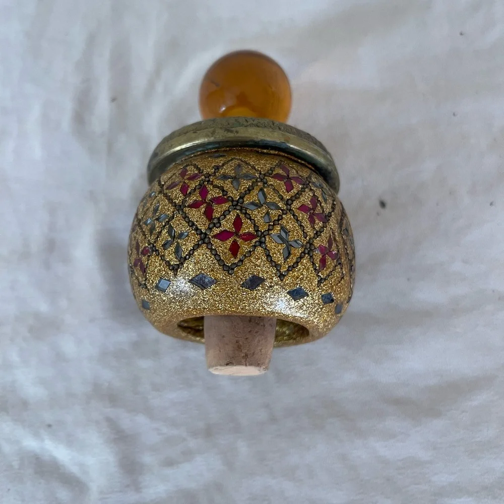 Glass Brass Inlay Cork Vintage Jewels Rare Colors Wine Bottle Colored Rare Cap - Picture 3 of 6